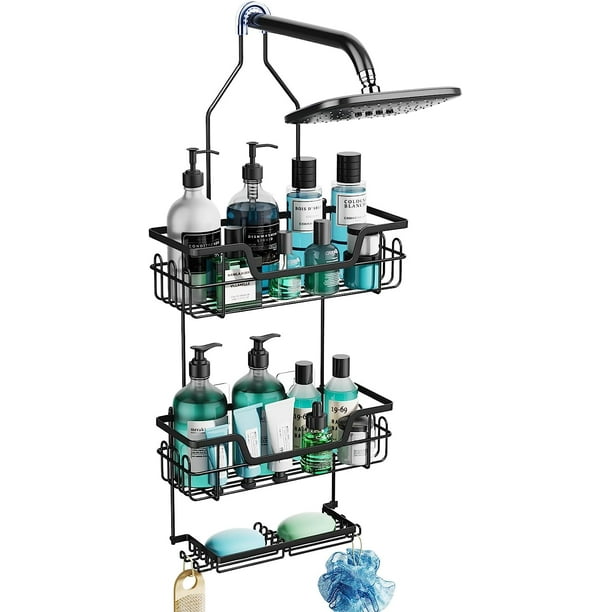 SWTYMIKI Premium 3Tier Rustproof Shower Caddy with 16 Hooks & Dual