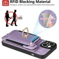 thumbnail image 4 of Phone Case for iPhone 14 6.1 inch Wallet Cover with Screen Protector and Wrist Strap Lanyard RFID Credit Card Holder Ring Stand Cell Accessories iPhone14 5G i i-Phone i14 iPhone14case Women Men Purple, 4 of 13