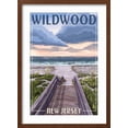 thumbnail image 2 of Art.com Wildwood, New Jersey - Beach Boardwalk Scene Art Print by Lantern Press, Brown Frame Wall Art, 17" x 23", 2 of 5