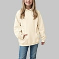 thumbnail image 2 of 14-15 Years Teen Girls Sweatshirt Hooded Pullover Boys And Girls Sweatshirt Winter School Hoodie Sports Hoodie Beige Hoodie, 2 of 5