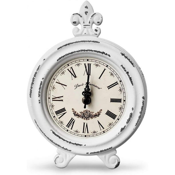 Reloj de escritorio antiguo Reloj de mesa en soporte Relojes de repisa rusticos para la decoracion de la sala de estar blanco Feliz Sencillez Walmart en linea