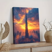 Dubai Burj Khalifa Sunset Canvas Print/Wall Art，Perfect for Living Room，Bedroom，Office，Hotel Lobby，and Modern Apartment Decor