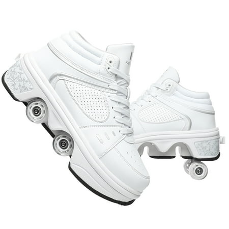 

KOFUBOKE White Youth Roller Shoes LED Shoes Size 8 Unisex