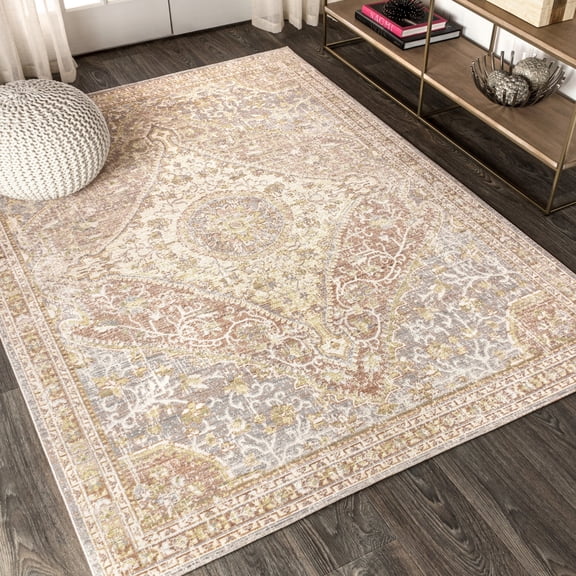JONATHAN Y MODERN PERSIAN 8 x 10 Area Rug, Petras Ornate Medallion - Gray/Brown, MDP307A-8