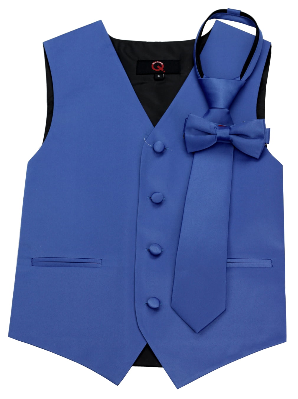 Zipper Tie & Bow-Tie Set in Royal Blue Brand Q Boy's Tuxedo Vest 