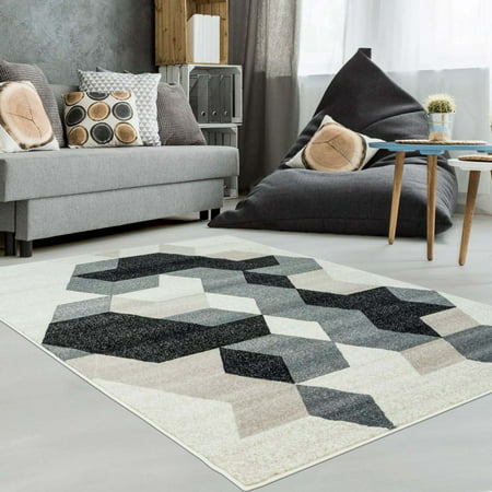 Area Rug Mat Carpet Runner, Black And Cream Living Room Rug