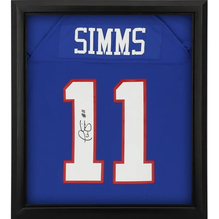 Phil Simms New York Giants Framed Autographed Mitchell & Ness Blue Replica Jersey Shadowbox - Fanatics Authentic Certified