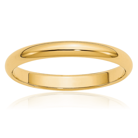 14K Solid Yellow Gold 3mm Half Round Plain Classic Wedding Band Ring