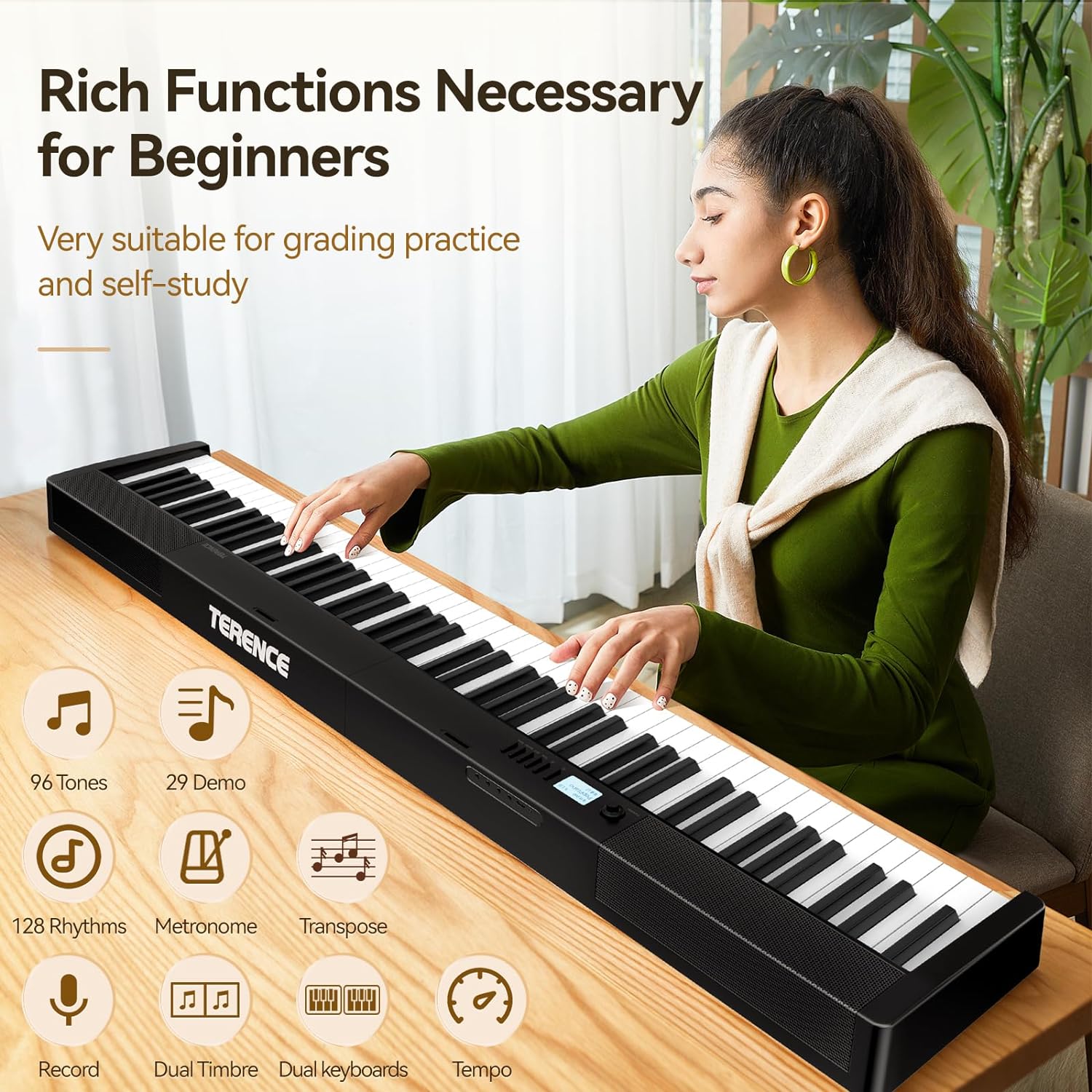 Terence 88-Key Folding Digital Piano with Weighted Keys photo 3