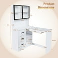 thumbnail image 3 of L Shaped Corner Desk with LED Lighting and Charging Ports, Home Office Desk with Keyboard Tray, Glass Cabinets and 3 Drawers, White, 3 of 10