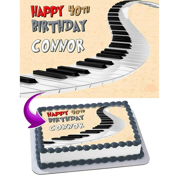 Piano Keyboard Cake Image Topper Personalized Picture 1/4 Sheet (8"x10.5") -