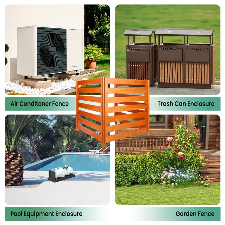 Air Conditioner Fence 3 Panels Outdoor Wood Privacy Screen with Planter Box  to Hide AC Unit & Trash Enclosure No-Dig Kit 36" W x 36" H - Walmart.com