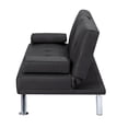 thumbnail image 5 of Modern Faux Leather Futon with Cup holders and Pillows Convertible Folding Sofa Bed, 5 of 7
