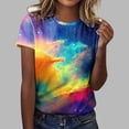 thumbnail image 1 of UPPADA T-Shirts d'Été pour Femmes à Imprimé Graphique, Col Ras du Cou, Décontractés, Manches Courtes, Coupe Ample, Chandails à Enfiler, Hauts Mode pour Vacances à la Plage, Blouses Multicolores, L, 1 of 4