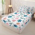thumbnail image 2 of Homewish Cartoon Dog Paws Zipper Full Size Comforter Sets with Fitted Sheet and 2 Pillowcases,Cute Floral Plant Zipper Bedding Set,Pink Green,Polkadot Reversible,4pcs, 2 of 8