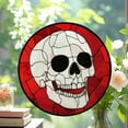 thumbnail image 2 of Stained Glass Window Hanging - Halloween Decoration White Skeleton Skull Suncatcher for Door Garden Spooky Red Sun Catchers Gothic Decor Horror Gifts for Women Men Friend Boy, 2 of 6