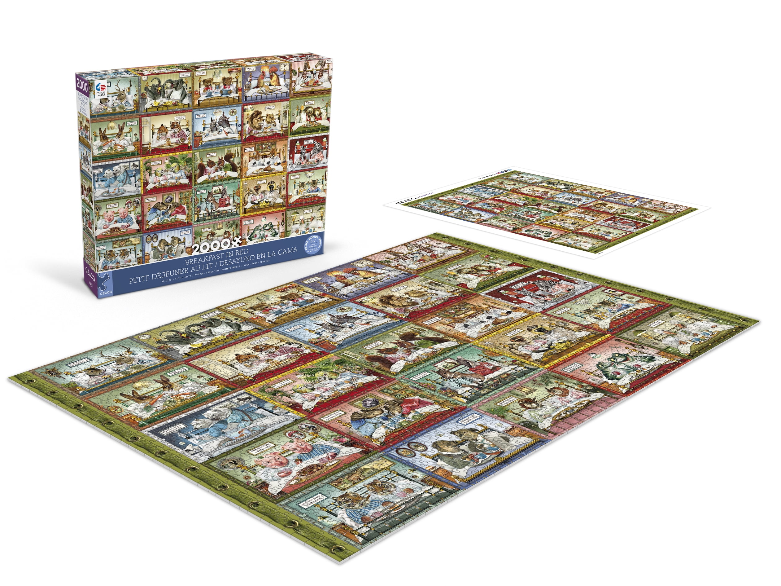 Ceaco - Barbara Behr -Stamps - Art Stamps - 1000 Piece Jigsaw Puzzle, Grey Ceaco - Barbara Behr - Breakfast in Bed - 2000 Piece Interlocking