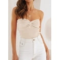 thumbnail image 2 of Womens Tube Tops Summer Sweater Twist Knot Front Knit Bandeau Strapless Ribbed Sleeveless Y2K Corset Crop Top, 2 of 6