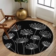 thumbnail image 2 of Round Rugs 8Ft, Spring Dandelion Round Area Rug Washable Indoor Throw Carpet, Modern Country Flower Black White Large Non Slip Circle Rug for Kids Room RV Home Decor Aesthetic, 2 of 8