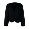 thumbnail image 5 of Women's Faux Fur Cropped Jacket, Short Plush Street Style Coat, Open Front Cardigan, Winter Fashion Outerwear, Textured Fleece Layer, Urban Chic Short Coat Black L, 5 of 5