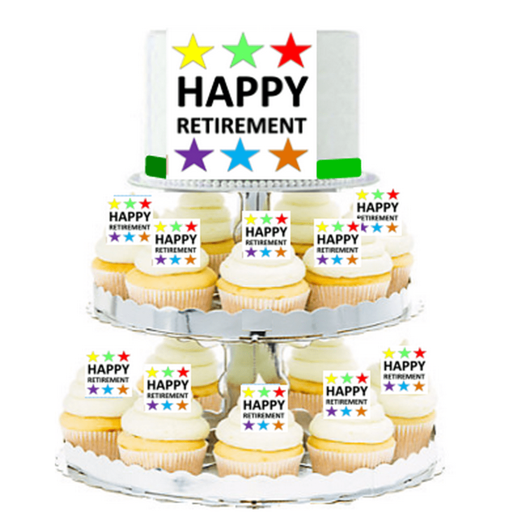 Happy Retirement Edible Photo Toppers &amp; Edible Cupcake Decoration Kit