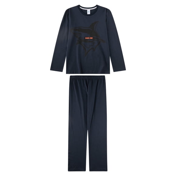 Sanetta Pijama largo para niño, adolescentes - Shark Zone, pijama, jersey sencillo, algodón Azul oscuro 140