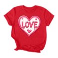 thumbnail image 2 of VKOYWKM Valentine's Day Tops for Women Romantic Love Heart Graphic Tees Short Sleeve Crew Neck Loose Fit Holiday T-Shirts Valentines Day Gifts Tops, 2 of 4