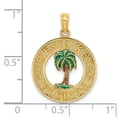 thumbnail image 3 of FB Jewels 14K Yellow Gold Siesta Key Fl On Round Frame with Green Palm Tree Center Pendant, 3 of 4