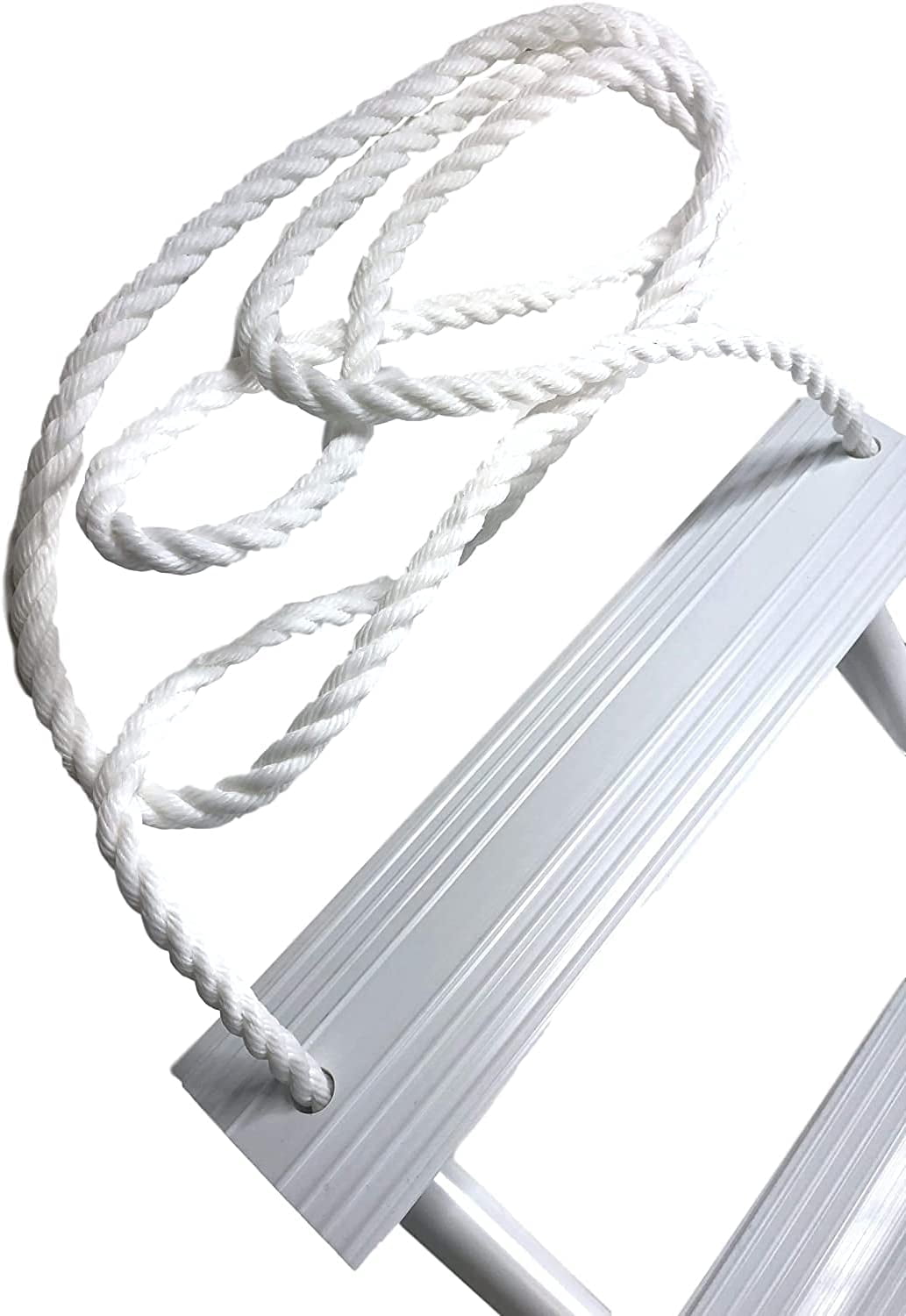 Pactrade Marine Inflatable Boat Kayak 3-Step White Folding PE Rope PVC Ladder for Emergency