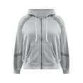 thumbnail image 4 of Guieoi Plus Size Jackets Women's Long Sleeve Hooded Full Zip Solid Color Lace Stitching Fashion Sweatshirts Gray Black*Friday/Cyber*Monday, 4 of 8