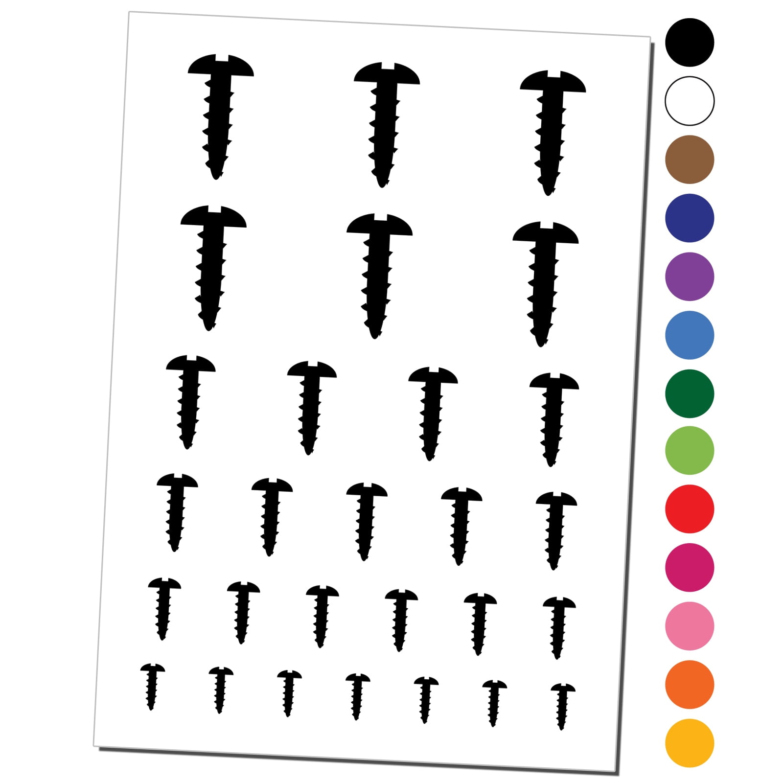 Screw Silhouette Woodworking Tools Water Resistant Temporary Tattoo Set