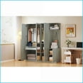 thumbnail image 4 of Chests & Wardrobes | 4-Door Modern Wardrobe with Full-Length Mirror, Gray | Particle Board, 4 of 18