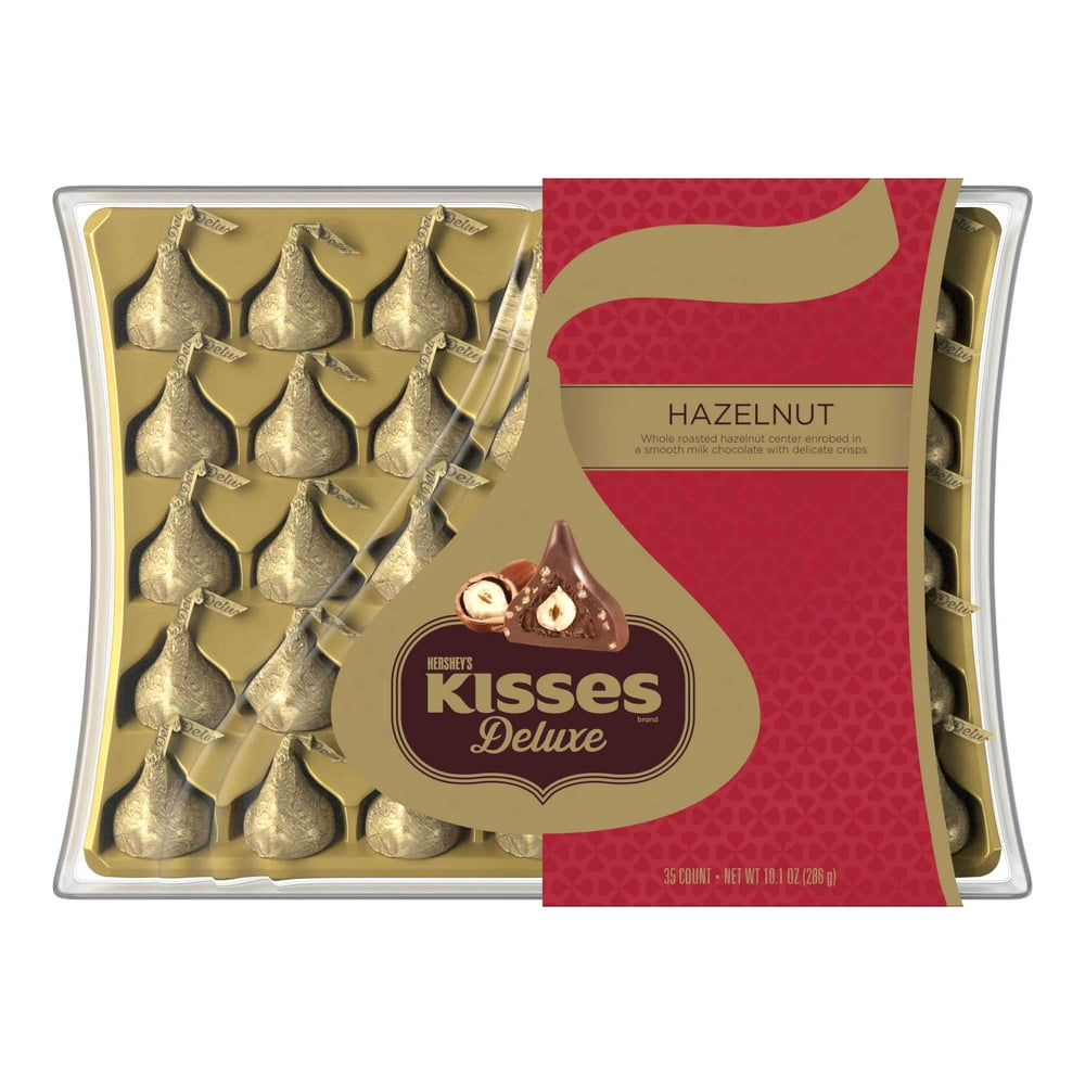 Hershey Kisses Deluxe Milk Chocolate, Hazelnut Center Candy, 10.1 Oz