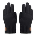 thumbnail image 2 of Soyumi Winter Essentials: Cold Weather Thermal Gloves for Men and Women, Fleece Lined Knit Water-Resistant Touchscreen Work Gloves, Suitable for Running, Driving, Ski Snow, Black, 2 of 5