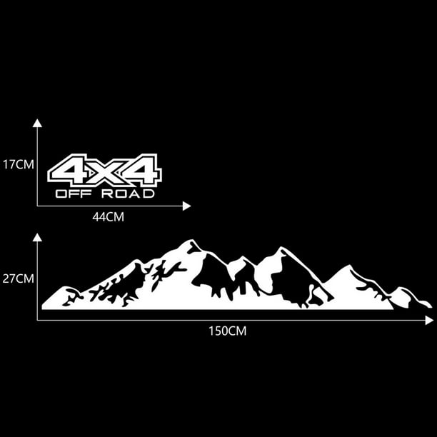 2 Pack Mountain Offroad Decal Stickers - 7.87x3.94 Inch Glittery Vinyl For Car, SUV, Truck, Motorcycle