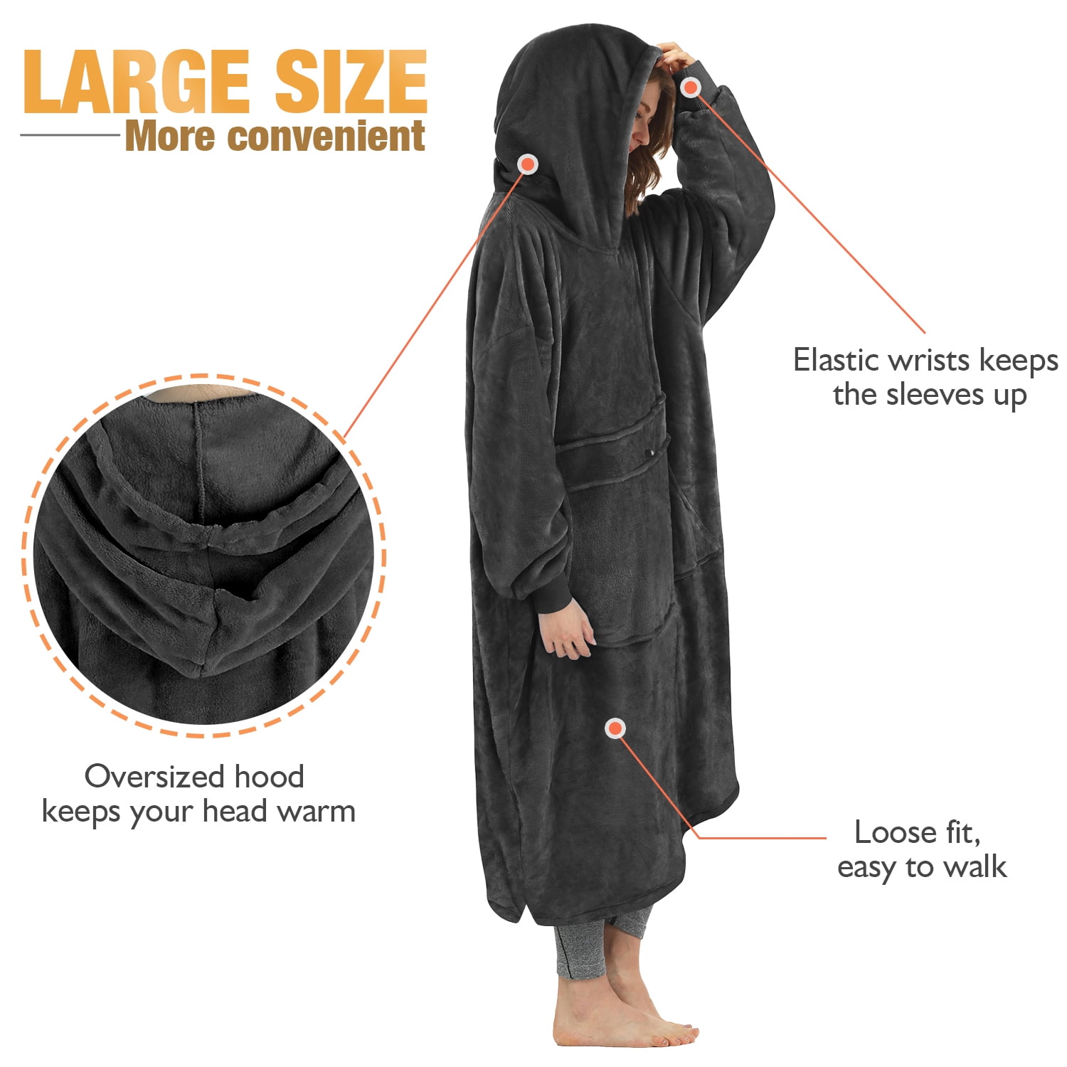 Catalonia Full Body Oversized Blanket Hoodie Sweatshirt, Extra Long Wearable Fleece Pullover, Gift for Adult Men Women Wife Girlfriend