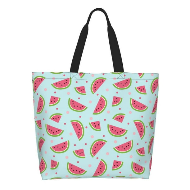 Fotbe Watermelon Bolsa Tote Estética de Lona con Estampado para Mujer - Bolsa Reutilizable de Hombro Casual para Vacaciones, Compras, Trabajo y Gimnasio