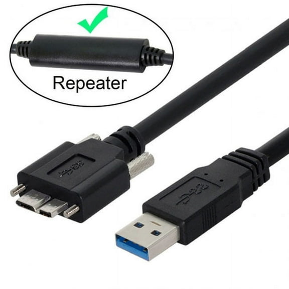 CY 8m USB 3.0 A Type Repeater Cable Male to Micro USB 3.0 B Male with Mount Panel Screws for Camera