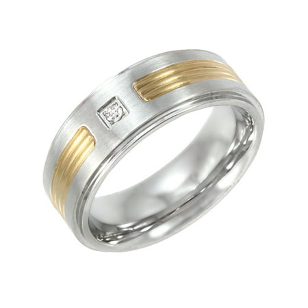 Men's Stainless Steel Diamond Accent Two-Tone Ring, 8mm