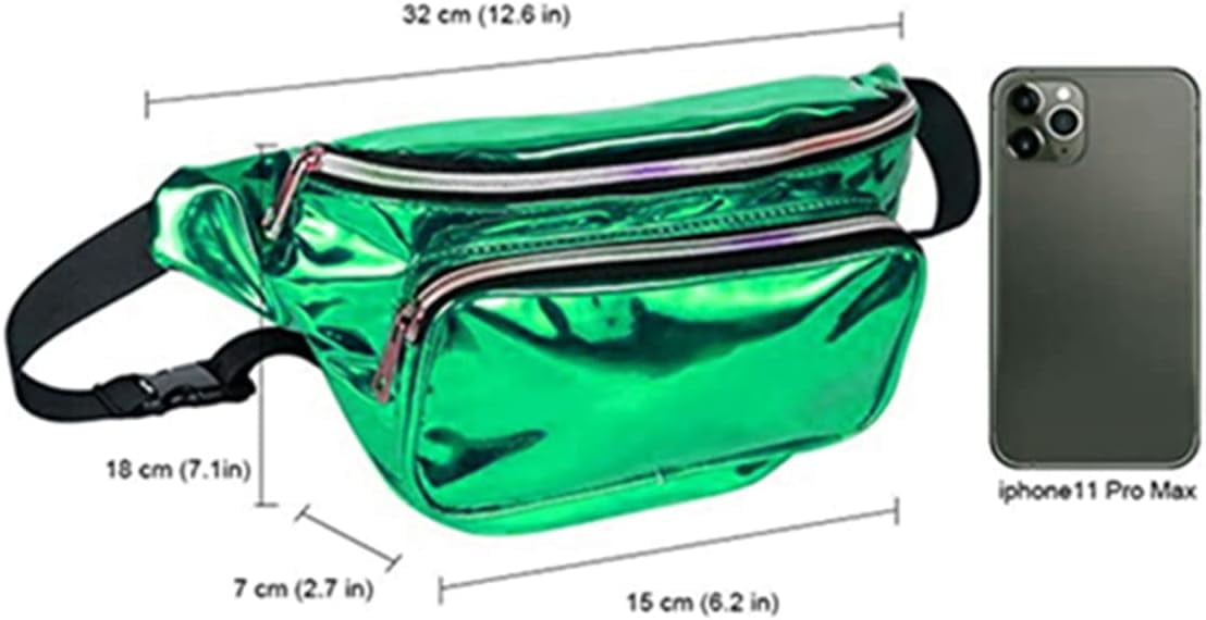EONQY Waist Bag, Holographic Fanny Pack for Women/Men Waterproof Resistant Crossbody Waist Bag with Adjustable Belts for Travel, Party, Festival Rave, Running, Hiking
