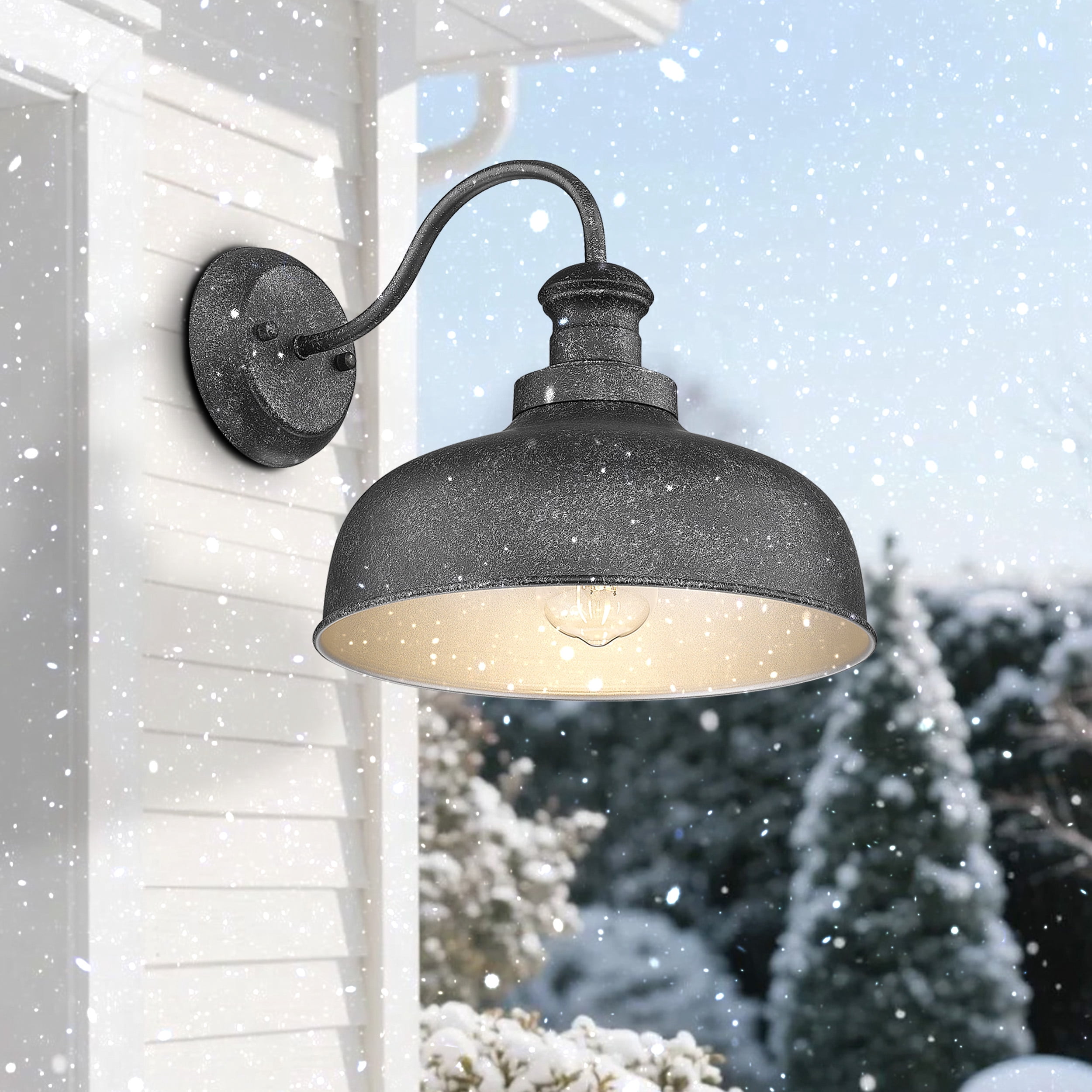 Outdoor Barn Light for Farmhouse, Anti-Rust 11.5 Inch Dome Exterior Wall Mount Lights Fixture ,Weather Resistant Outdoor Wall Sconce Lighting for Porch, Garage, Patio, Entryway(Antique Silver,,2Pack)