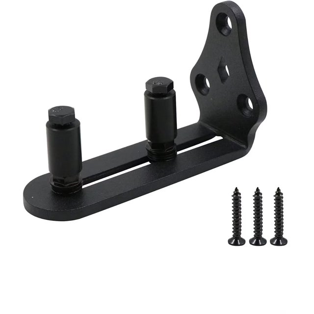 Rodamientos ajustables montados en la pared Accesorios de riel de guía Parte inferior de acero inoxidable con tornillos Adecuado para espesores de 2.5-5 cm, Negro, 1 PCS