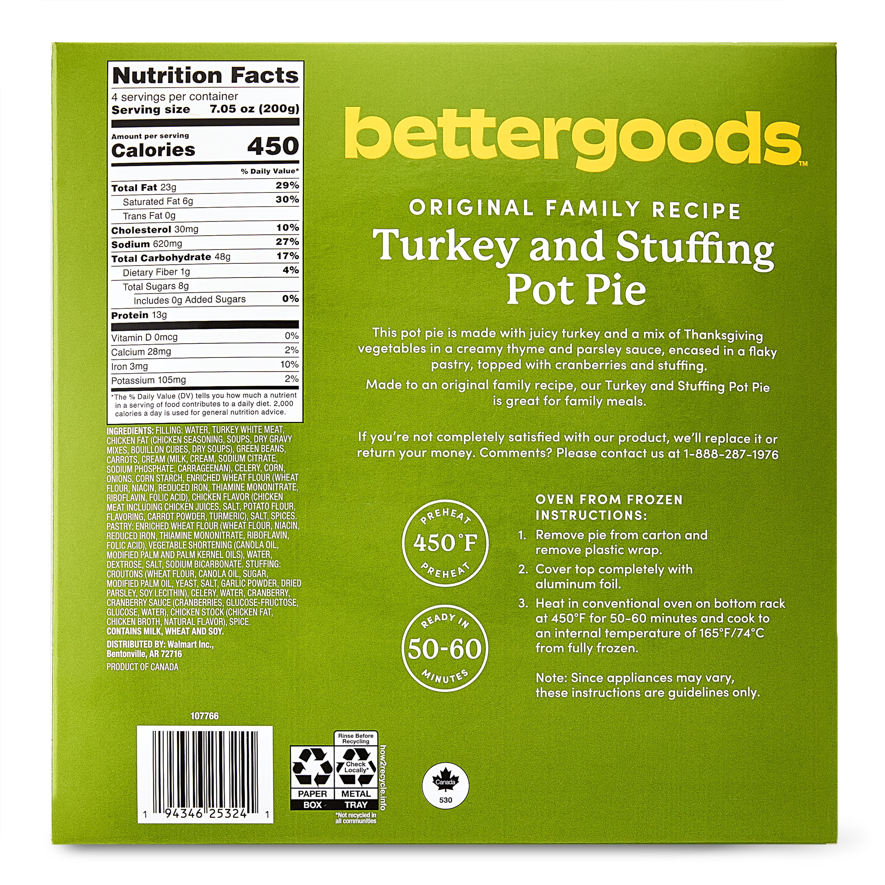bettergoods Turkey and Stuffing Pot Pie, 28 oz (Frozen)