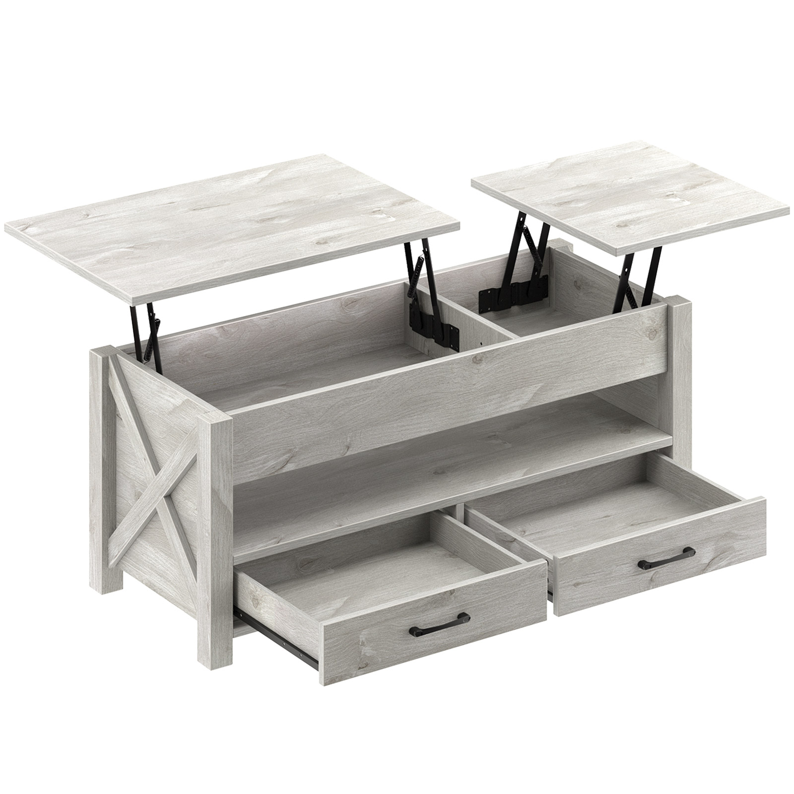 Greenstell Lift Top Coffee Table 47.2"with Drawers and Hidden Compartment,Gray