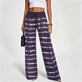 thumbnail image 2 of HomeDM Pants for Women Wide Leg Tie-Dye Striped Pants with Pockets Purple Drawstring Lounge Trousers for Athletic Work Size L, 2 of 7