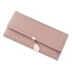 thumbnail image 3 of Cartera larga para mujer, billetera triple de PU, gran capacidad con colgante de hoja, tarjetero portátil, billetera para adultos, color rosa diario, 3 of 10