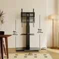 thumbnail image 4 of FITUEYES Modern Floor Metal Base TV Stands for 26-65 inch TVs,with Two Shelves,Black, 4 of 9