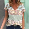 thumbnail image 1 of Hauts d'Été Grande Taille pour Femmes Blouse Imprimée d'Été T-Shirts Décontractés Col en V Manches Courtes T-Shirts Col en V Femmes en Liquidation, 1 of 5