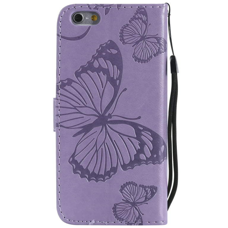 Arbejdsgiver Mince Udråbstegn iPhone 6 Plus/ 6S Plus Wallet case, Allytech Pretty Retro Embossed  Butterfly Flower Design PU Leather Book Style Wallet Flip Case Cover for  Apple iPhone 6 Plus and iPhone 6S Plus, Purple -