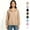Beige, variant on Women's V Neck Notch Collar Pullover Hoodie, Fleece Oversized Hooded Sweatshirt with Kangaroo Pocket, Women's Plus, Size S-3XL